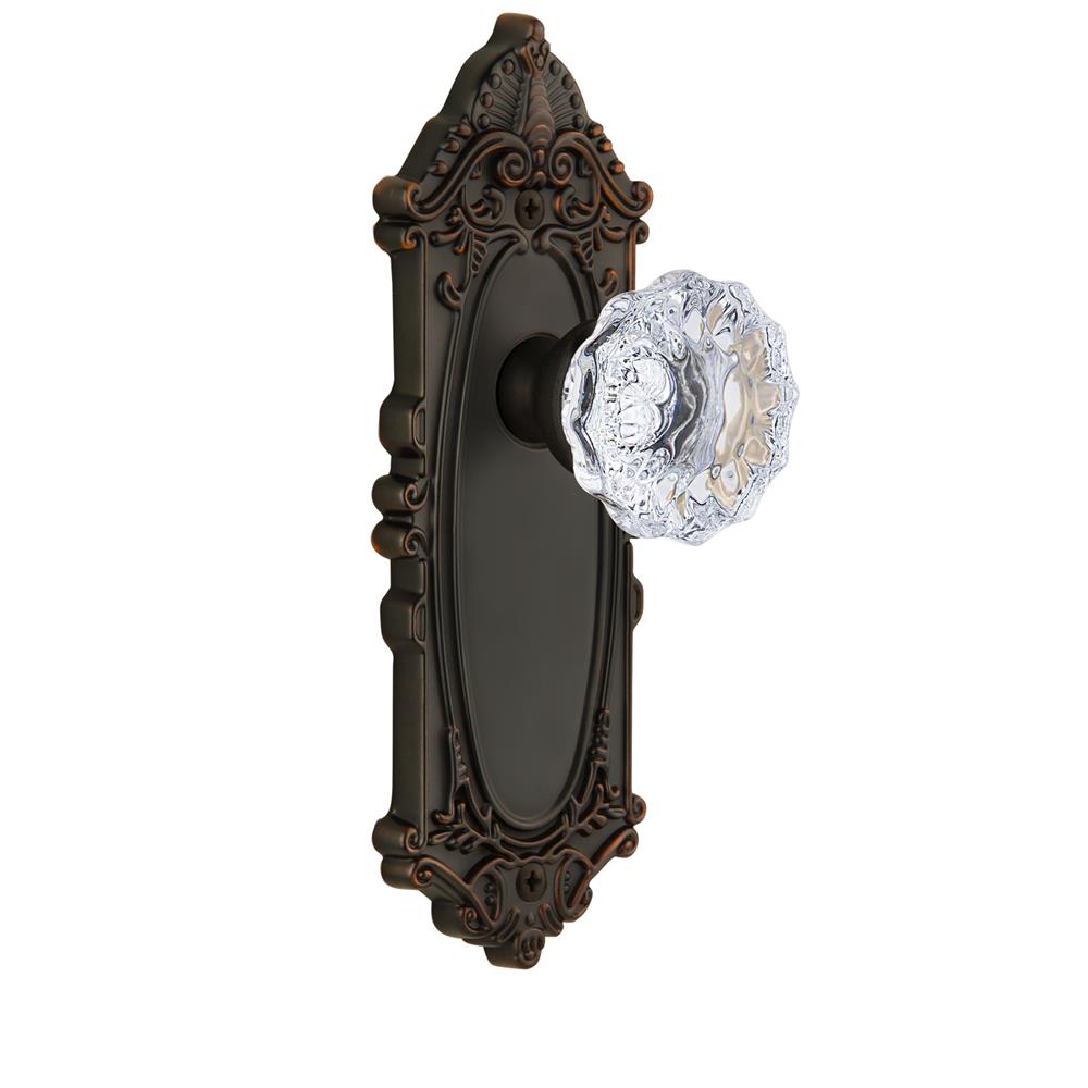 Grandeur by Nostalgic Warehouse GVCFON Privacy Knob - Grande Victorian Plate with Fontainebleau Crystal Knob in Timeless Bronze